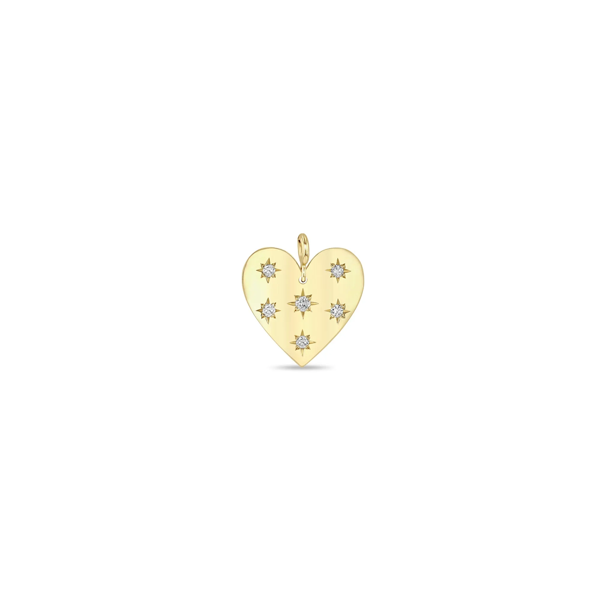 14k Single Scattered Star Set Diamonds Aura Heart Charm Pendant