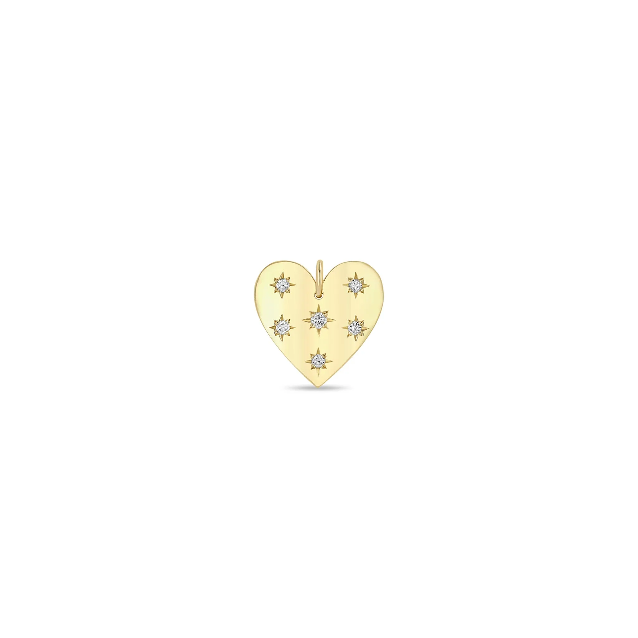 14k Single Scattered Star Set Diamonds Aura Heart Charm Pendant