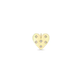 14k Single Scattered Star Set Diamonds Aura Heart Charm Pendant