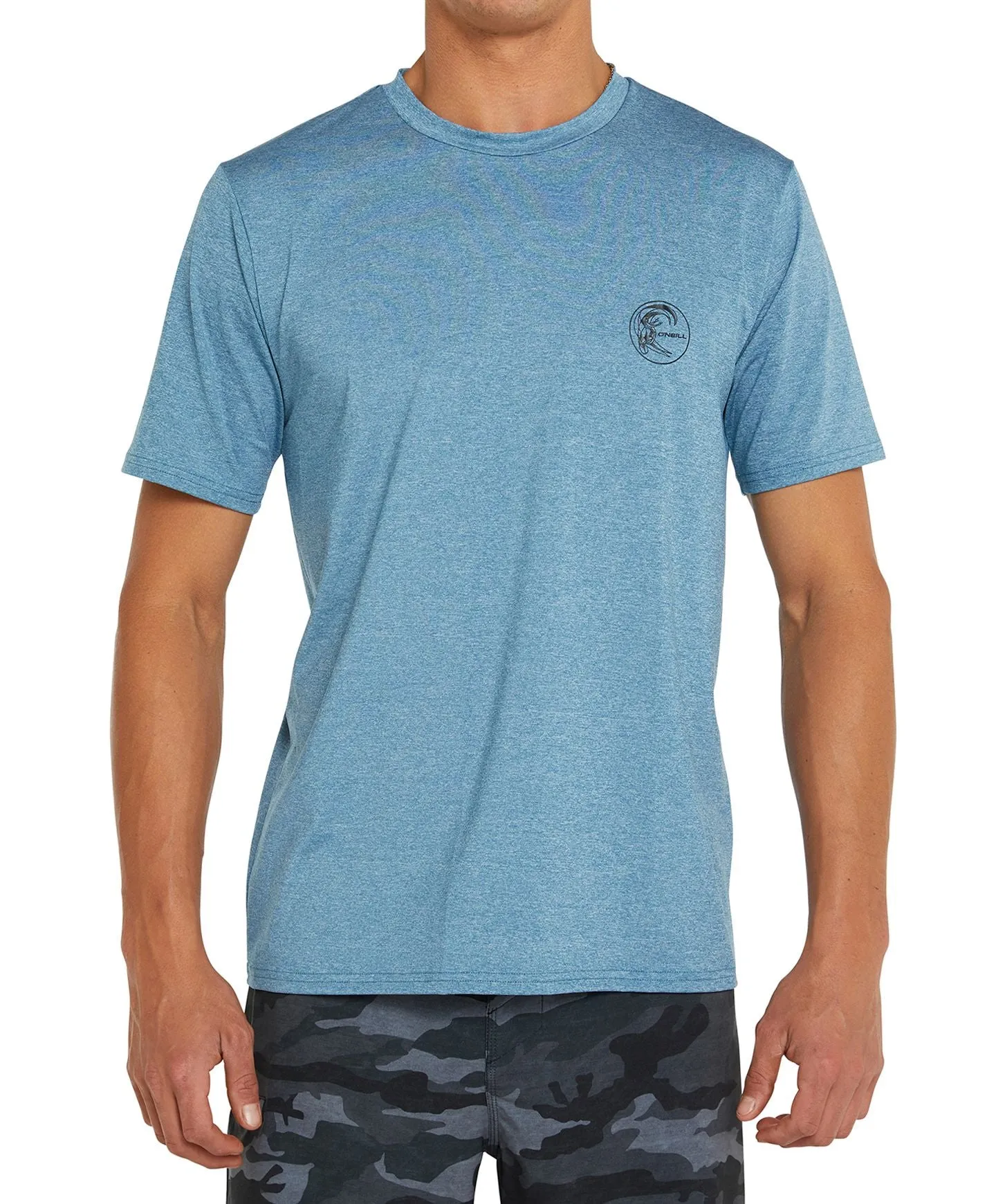 24-7 Hybrid Surf Tee Short Sleeve Rashie - Smoke Blue