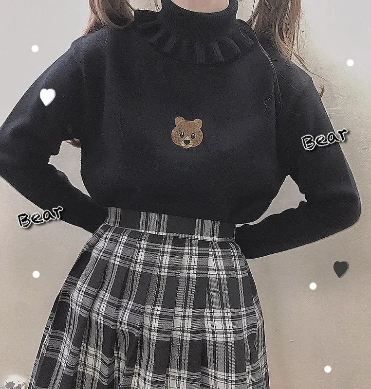 3 COLORS JAPANESE CUTE BEAR KNIT SWEATER BY21038