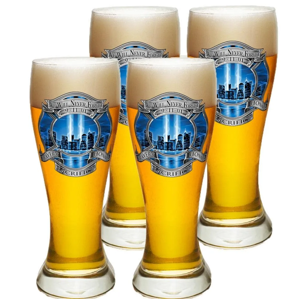 9/11 Blue Skies Firefighter Pilsner Glass Set