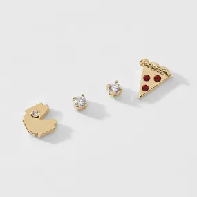 AJOA GAME ON PIZZA SET OF STUD EARRINGS