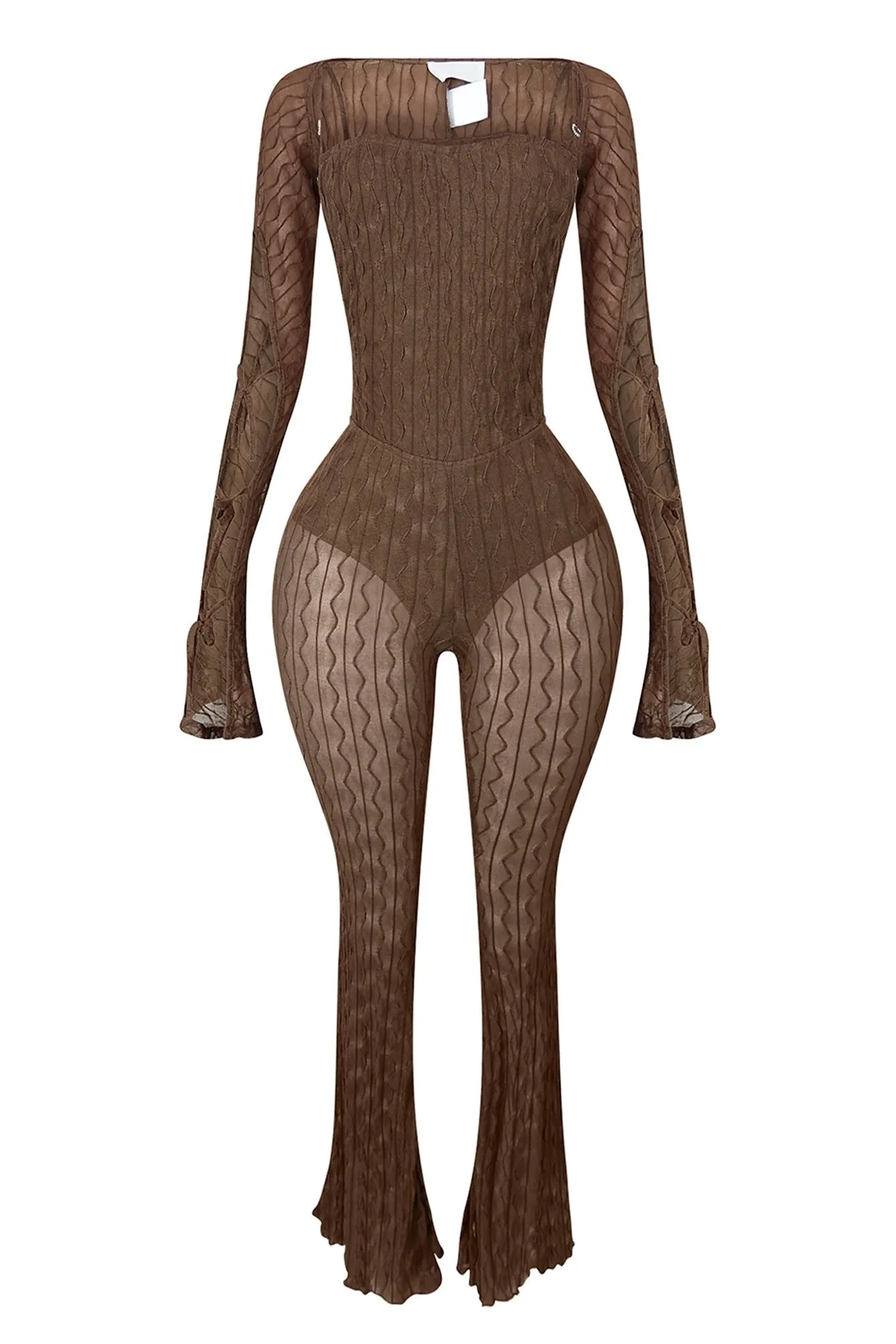 Alexi Mesh Textured Jumpsuit With Shrug