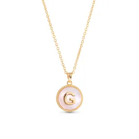 AMANDA BLU - GOLD MOTHER OF PEARL INITIAL NECKLACE - G - 18K GOLD DIPPED