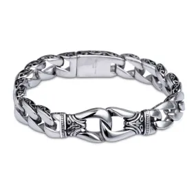 Ancient Design Cuban Chain Link Stainless Steel Bracelet