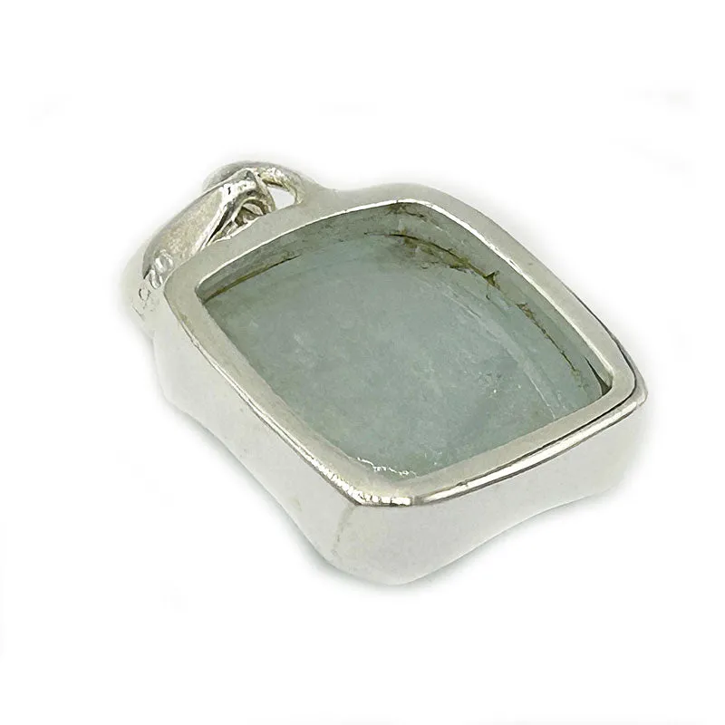 Aquamarine Square Gemstone Silver Pendant