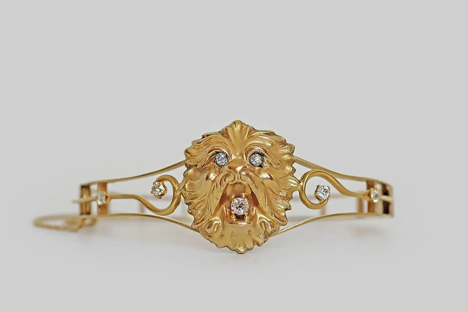 Art Nouveau North Wind Mask Bangle Bracelet