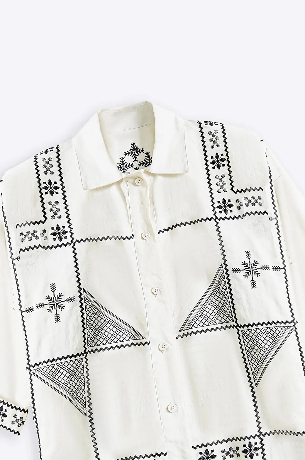 AZTEC EMBROIDERED LINEN SHIRT