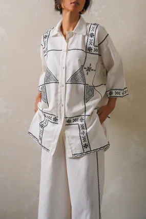 AZTEC EMBROIDERED LINEN SHIRT