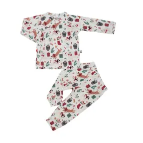 Bamberry Baby Holiday 2023 Long Sleeves Kimono Pajama Set, Xmas Dog