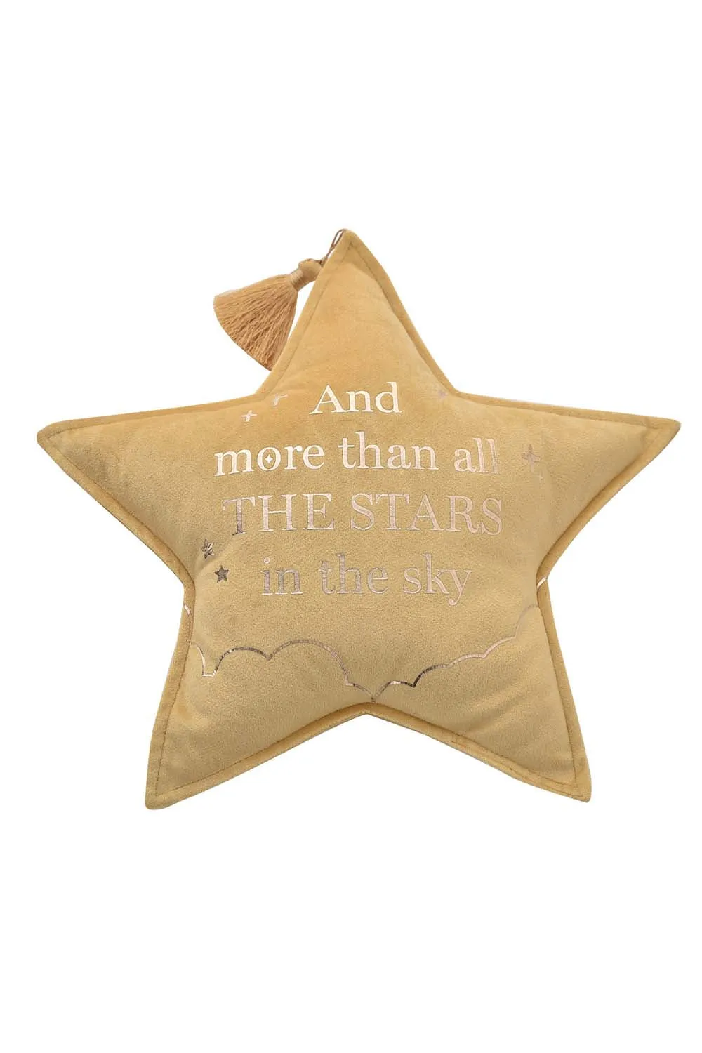 Bambino Velvet Moon & Star Cushion 32cm - Mustard