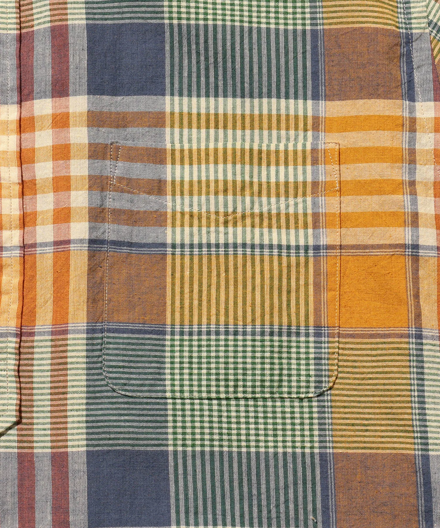 BEAMS PLUS B.D. Pullover Short Sleeve Indian Madras Check Orange