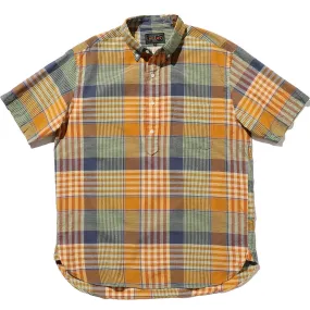 BEAMS PLUS B.D. Pullover Short Sleeve Indian Madras Check Orange