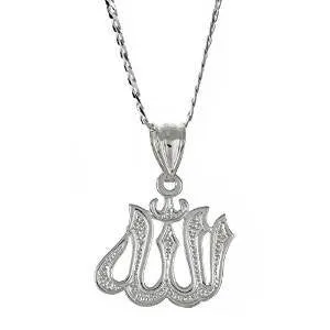 Better Jewelry Sterling Silver .925 Muslim / Islam Allah Pendant w. Cuban Chain