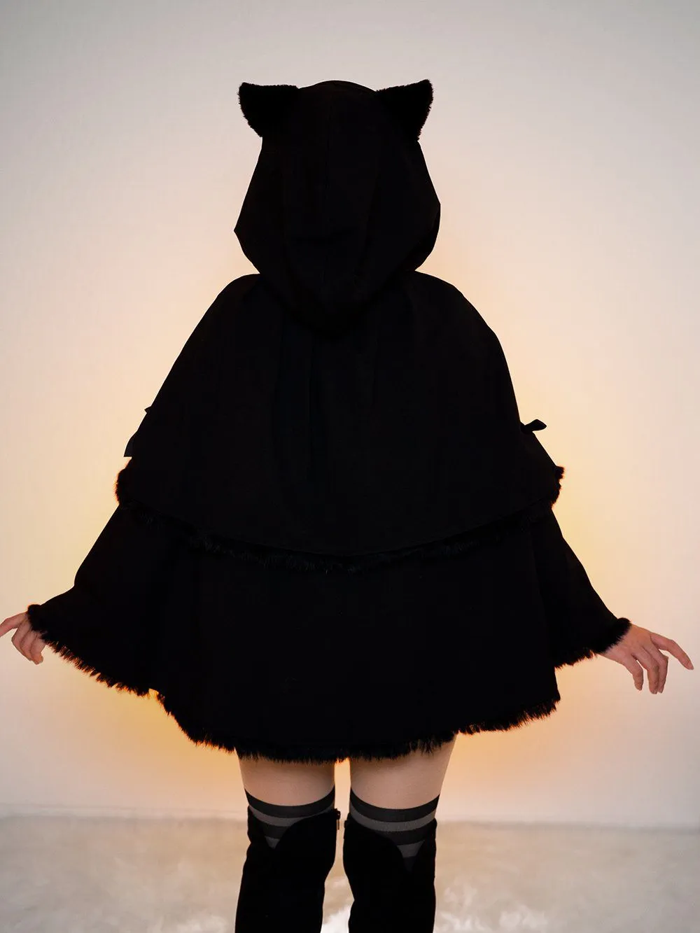 Black Cat Hoodie Bat Sleeve Cloak Coat SD01743