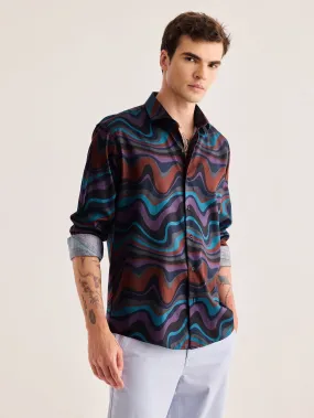 Black Printed Party Wear Shirt