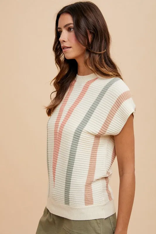 Chevron Striped Ribbed Sweater