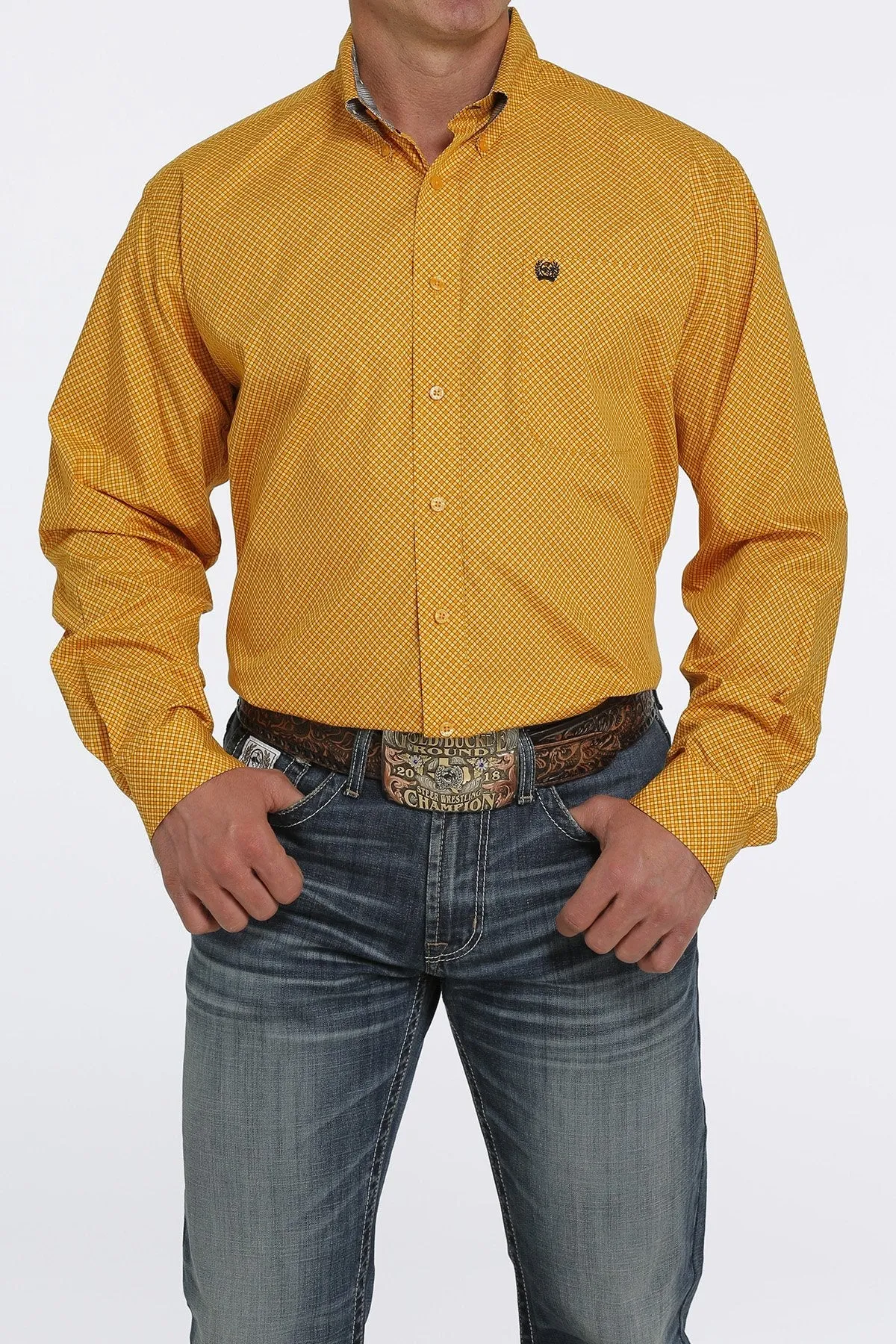 CINCH Western Shirt Mens Long Sleeve Square Print Button