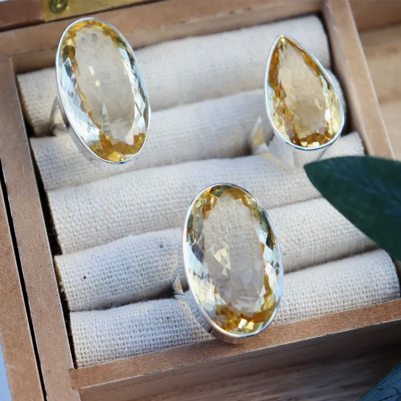 Citrine Teardrop Chunky Gemstone Ring