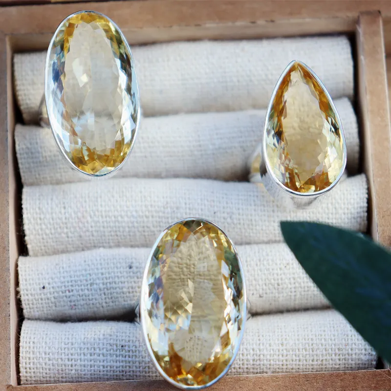 Citrine Teardrop Chunky Gemstone Ring