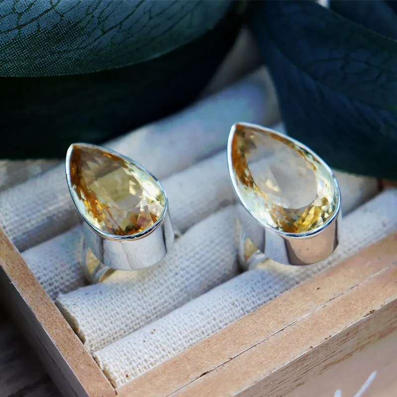 Citrine Teardrop Chunky Gemstone Ring