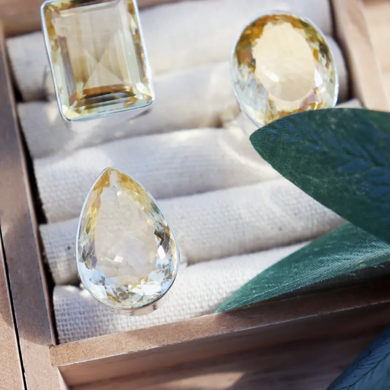 Citrine Teardrop Chunky Gemstone Ring