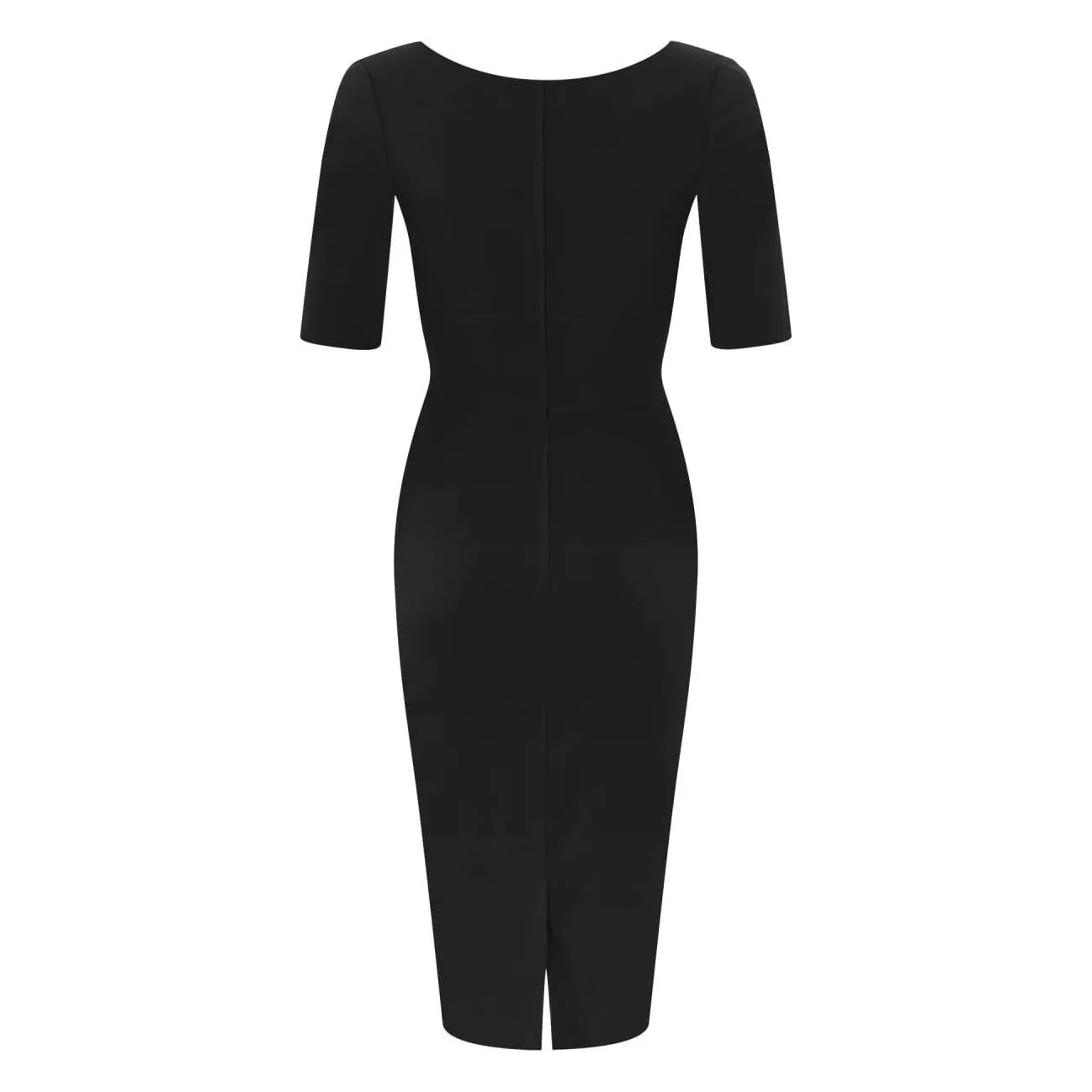 Collectif Black Half Sleeve Sweetheart Neckline Wiggle Pencil Dress