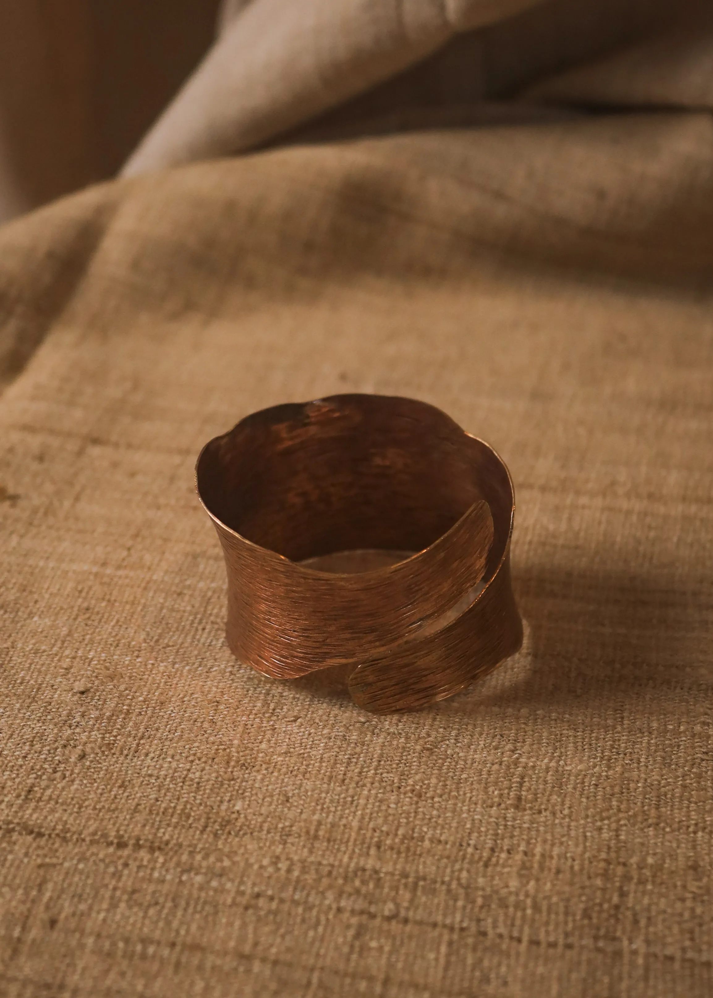 Copper twisted textured cuff