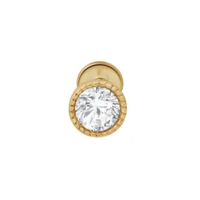 Cubic Zirconia Milgrain Flat Back Stud