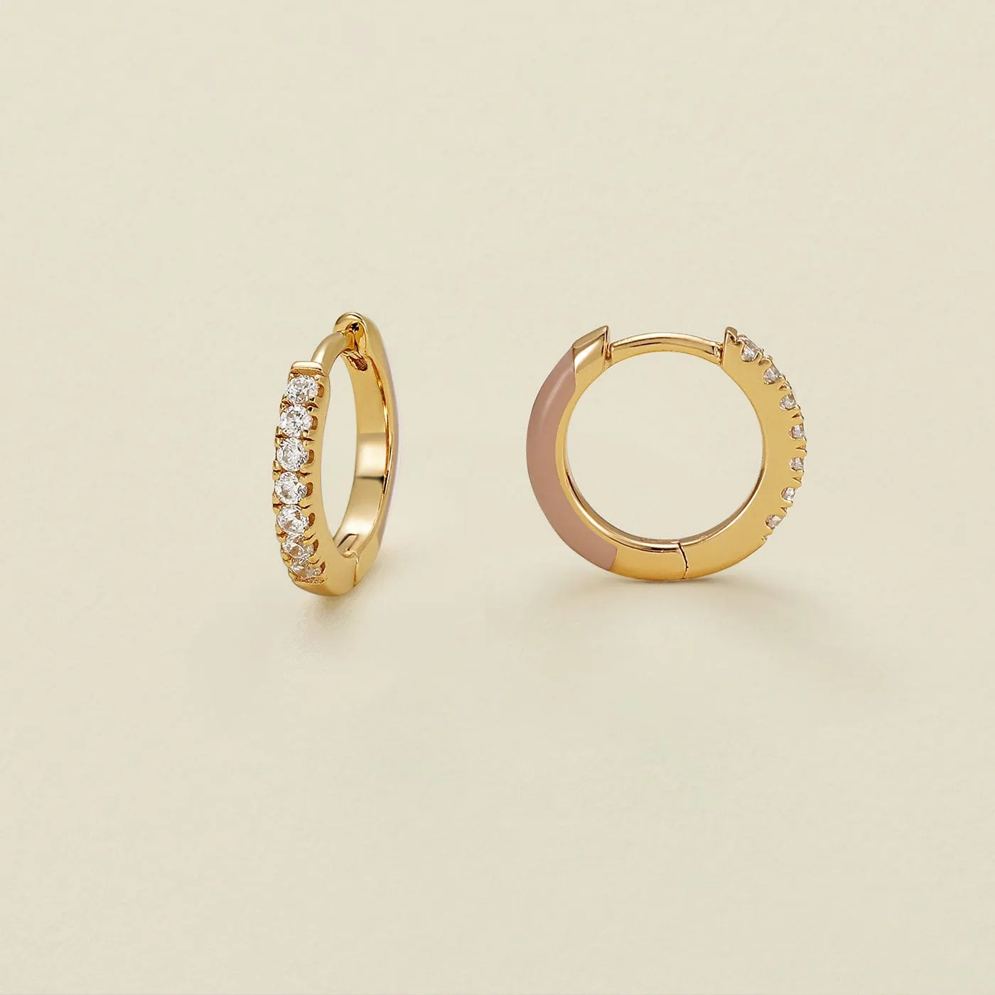 CZ Enamel Hoop Earrings | Final Sale