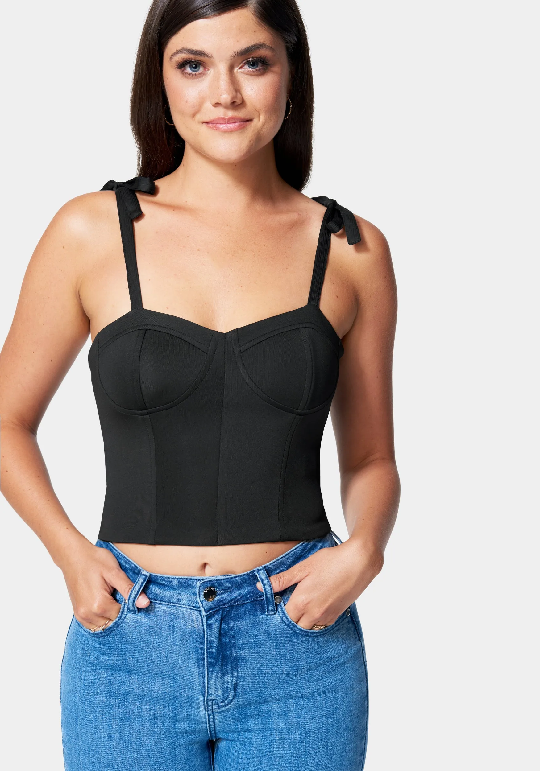 Detachable Sleeve Bustier Top