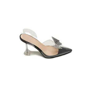 Diamante Butterfly Clear Heeled Mules, XJD 05