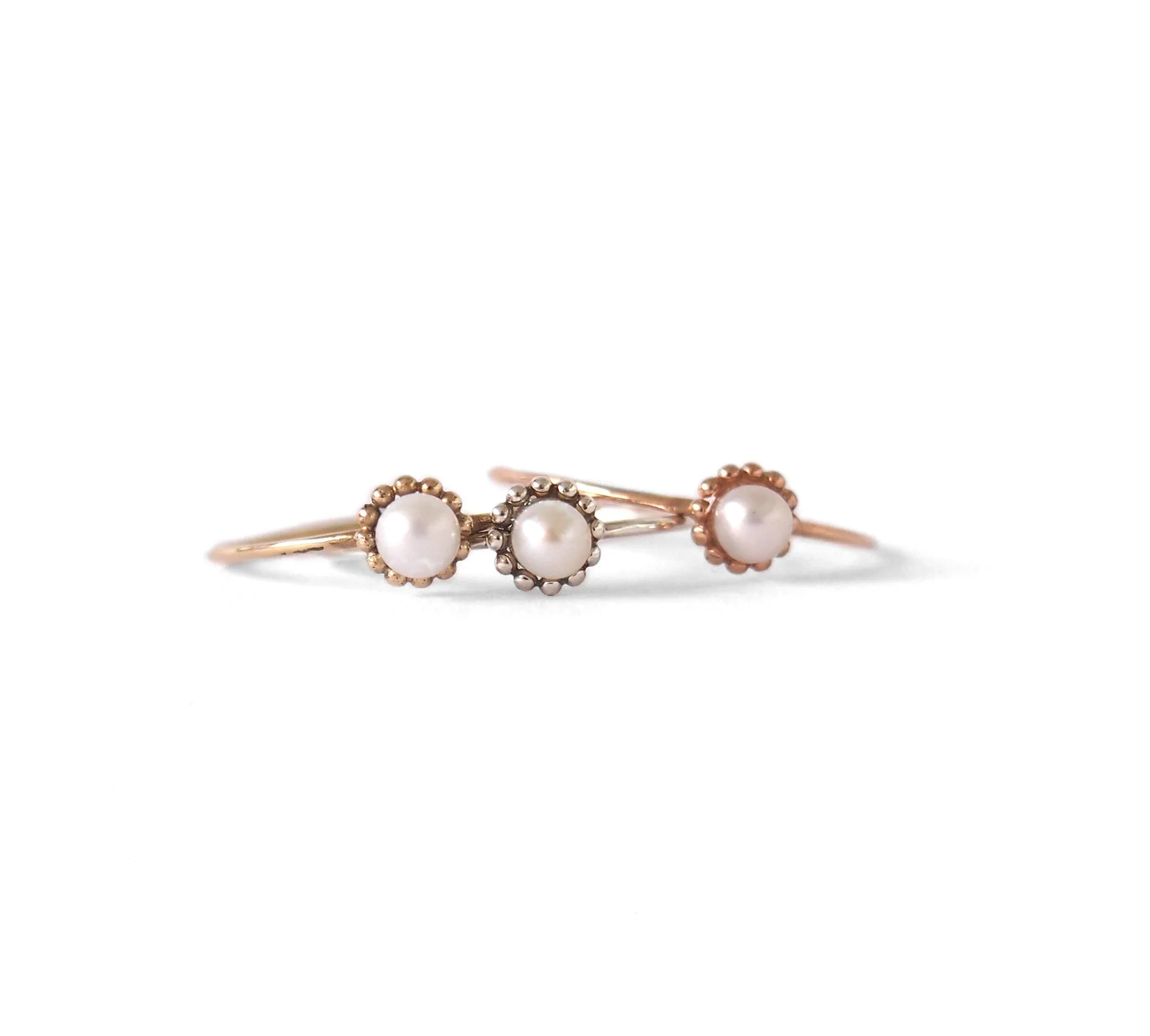 Dot Pearl Ring, Rose Gold