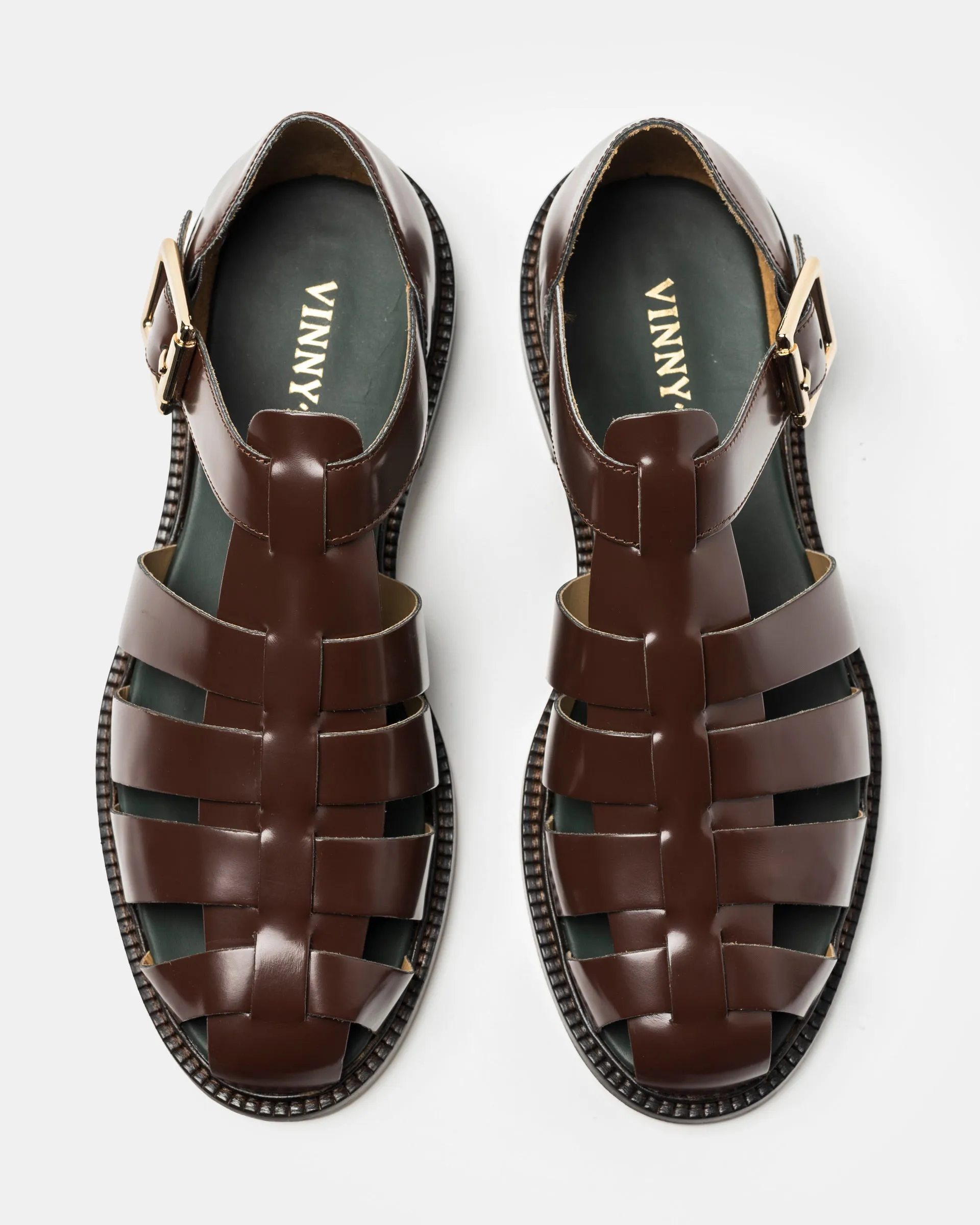 Fisherman Sandal in Dark Brown Polido