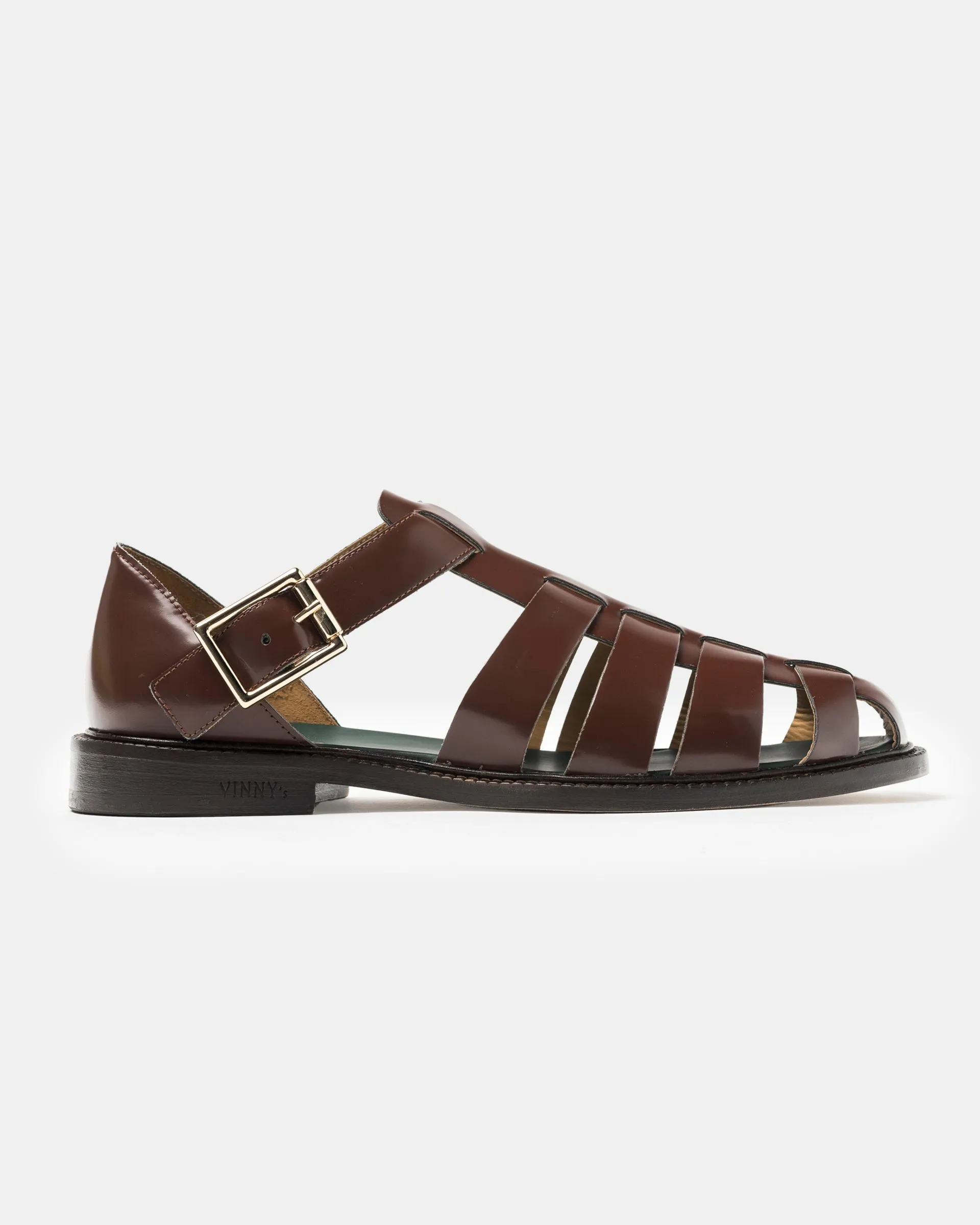 Fisherman Sandal in Dark Brown Polido