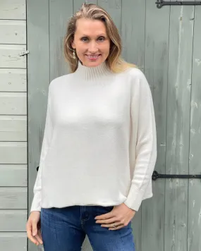 Funnel Neck Soft Knit Long Sleeve Jumper - Cream