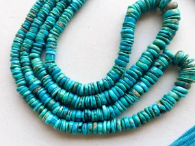 Genuine Arizona Turquoise Smooth Heishi Shape Beads, Turquoise Gemstone Beads, Arizona Turquoise Gemstone Beads, Turquoise Beads, BFYJ162