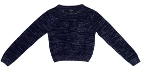 Girls Navy Blue Self Design Top