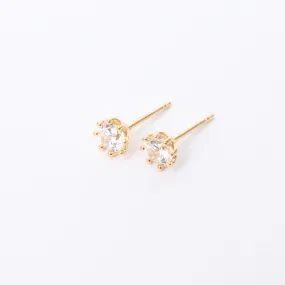 Gold Vermeil 8 Prong Claw Set Cubic Studs