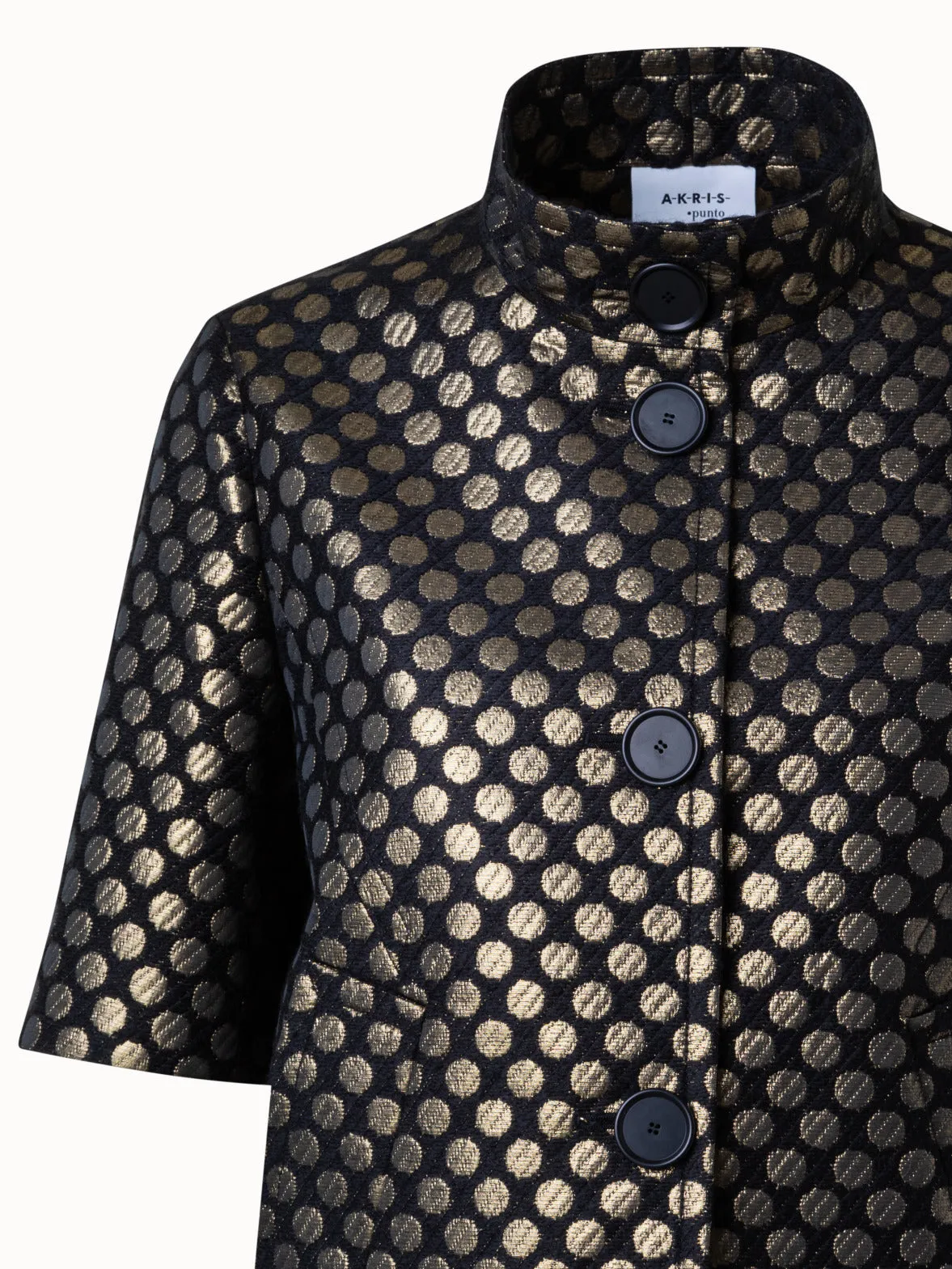 Kurze Jacke aus metallischem Polka-Dot-Jacquard