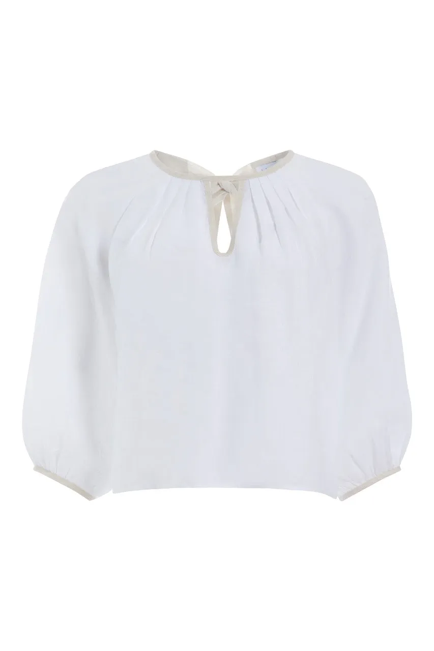 Linen Travel Top - White