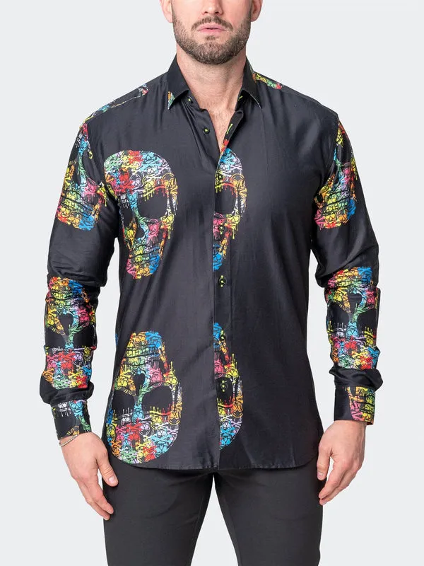 Maceoo Stretch Shirt | Fibonacci SkullMacro Black