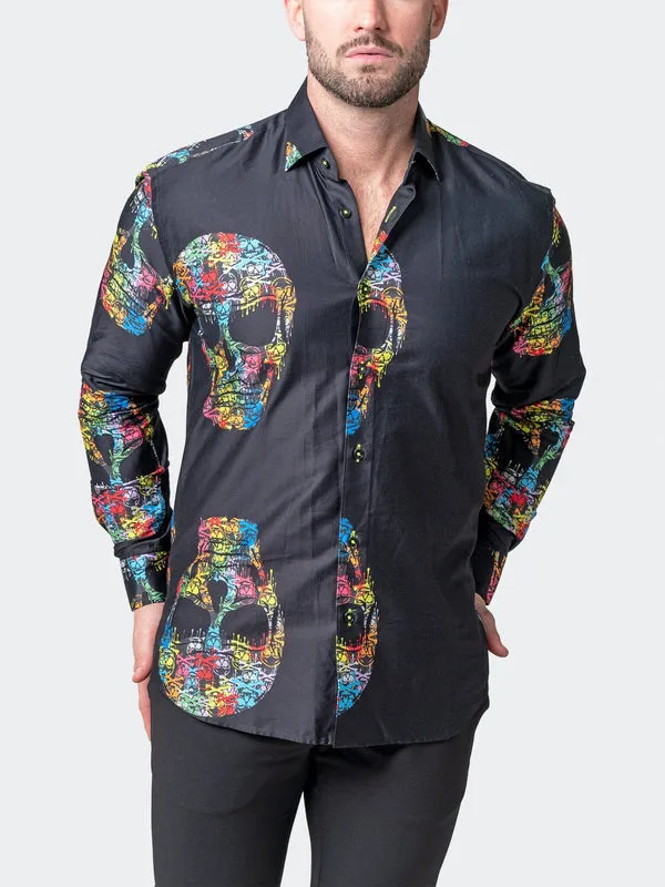 Maceoo Stretch Shirt | Fibonacci SkullMacro Black