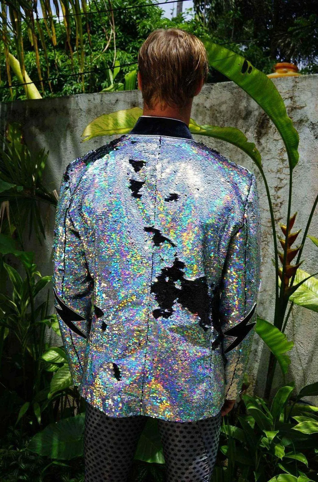 Mens Holographic Lightning Bolt Jacket