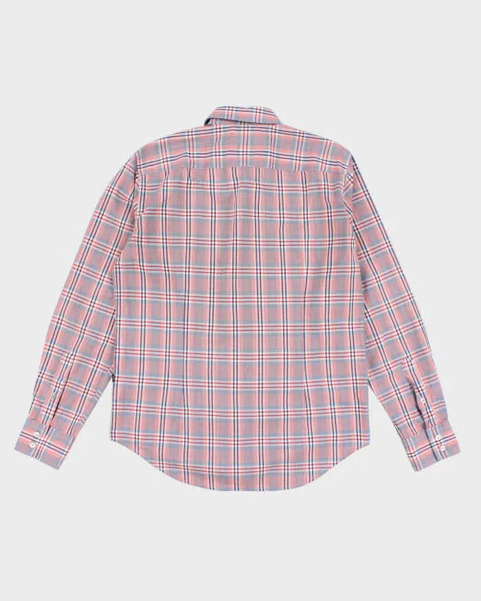 Men's Orange Boss Checked Button Up Shirt - M