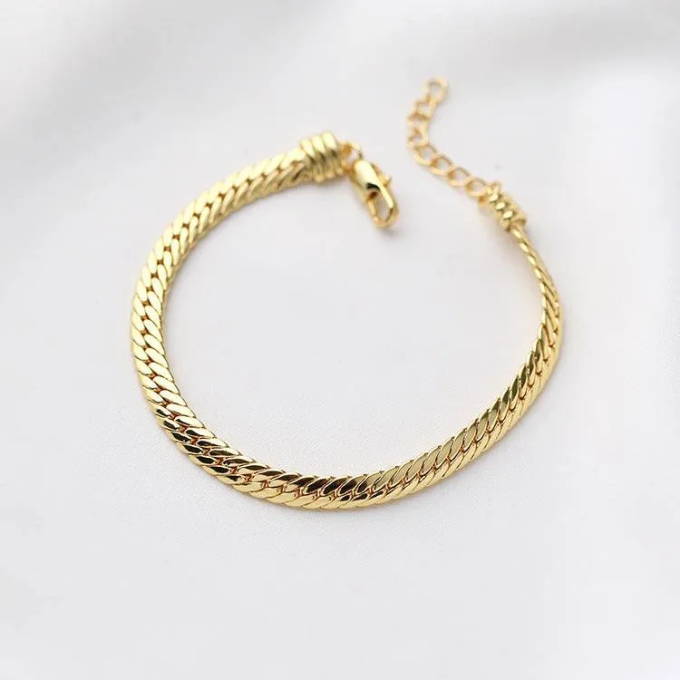 Modern Design Flat Snake Chain Bracelet and Necklace (Purchase Individually)