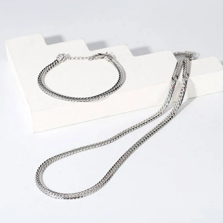 Modern Design Flat Snake Chain Bracelet and Necklace (Purchase Individually)