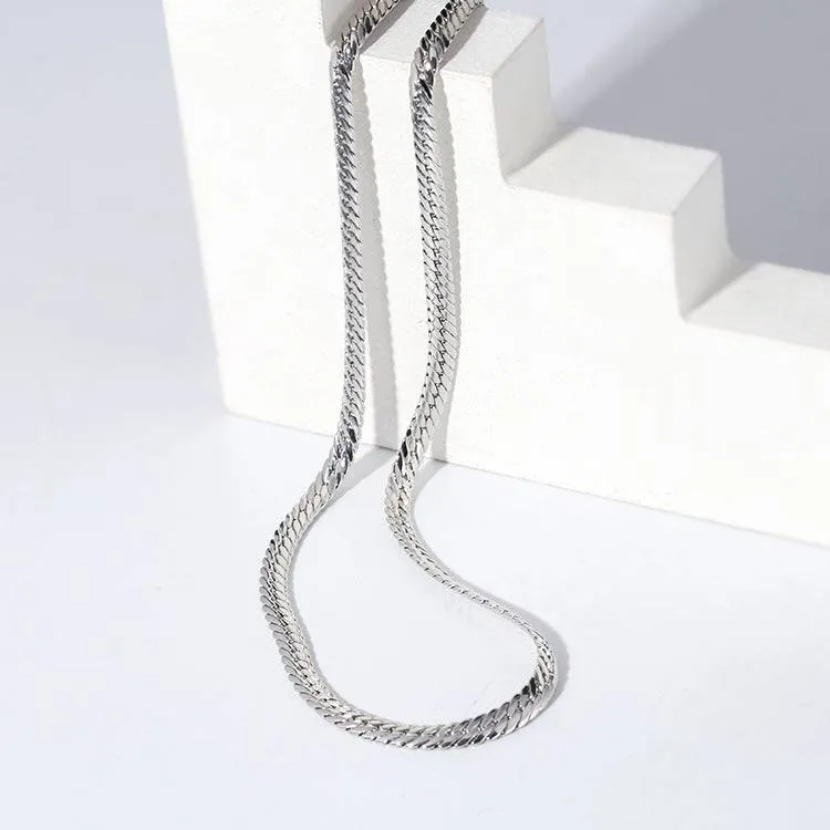 Modern Design Flat Snake Chain Bracelet and Necklace (Purchase Individually)