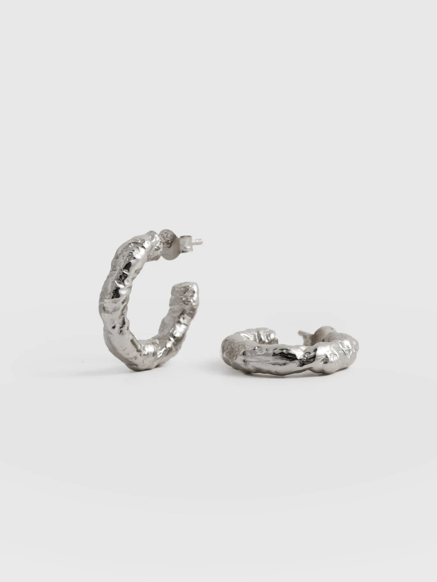 Molten Hoop Earrings - Silver